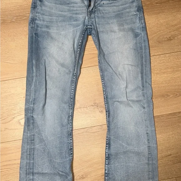 BKE Men's Denim Slim Straight Jeans - Light Blue (31/32) - Picture 3 of 5